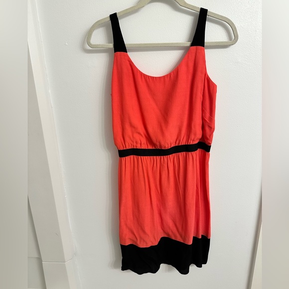 NWT LOFT Coral Pink and Black Dress - Picture 2 of 4